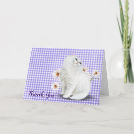 白いペルシャ猫とデイジー サンキューカード