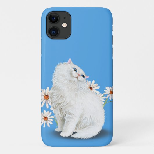 白いペルシャ猫とデイジー Case-Mate iPhoneケース (裏面)