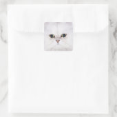 白いペルシャ猫のスタジオショット スクエアシール (バッグ)