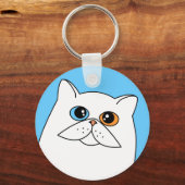 白いペルシャ猫（奇数の目あり） キーホルダー (正面)