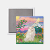 白いペルシャ猫 - 雲の天使 マグネット (正面/裏面)