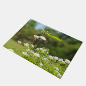 白いペンタの花ウェルカムフォーマット ドアマット (アングル)