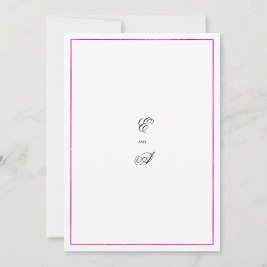 白いホットピンクの水の色のグラデーションの結婚乾燥 招待状 (裏面)