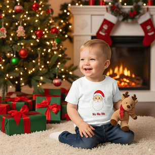白いホホホサンタクロース メリークリスマス ファミリー ベビーTシャツ