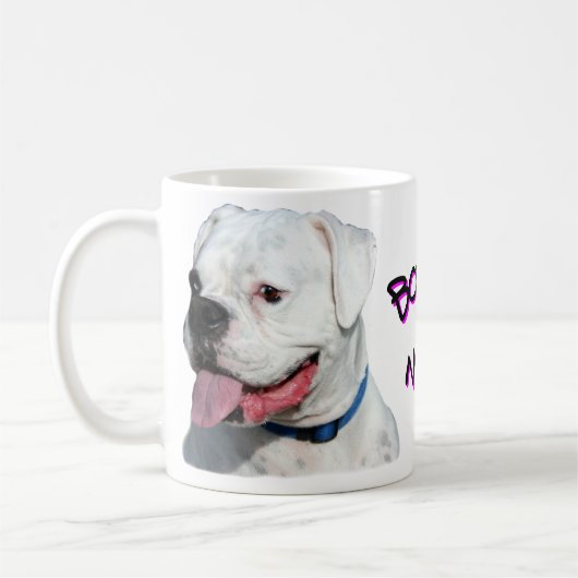 白いボクサーのお母さんのマグ コーヒーマグカップ (左)