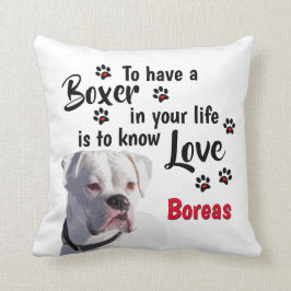 白いボクサーの子犬が大好き クッション