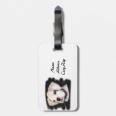 白いボクサーの子犬 ラゲッジタグ (裏面縦)