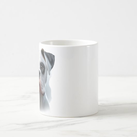 白いボクサーの美しい犬が自然に登場 コーヒーマグカップ (中央)