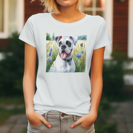 白いボクサー犬とはな Tシャツ