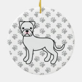 白いボクサー犬のかわいいイラストと前足 セラミックオーナメント (裏面)
