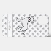 白いボクサー犬のかわいいキャラクターイラストと名前 Case-Mate iPhoneケース (裏面 (横))