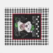 白いボクサー犬投げ フリースブランケット (正面(横))