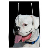 白いボクサー犬 ミディアムペーパーバッグ (裏面)