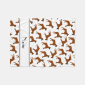 白いボクパーソナライズされたサーの犬のパターンを名前に付ける フリースブランケット (正面(横))