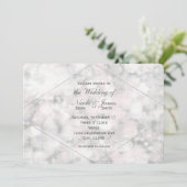 白いボケ光のエレガントで豪華な結婚式の招待状 招待状 (スタンド正面)