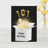白いボックスに101誕生日のバルーン カード (黄色い花)