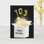 白いボックスに103誕生日のバルーン カード (黄色い花)