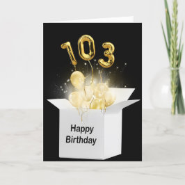 白いボックスに103誕生日のバルーン カード