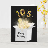 白いボックスに105誕生日のバルーン カード (黄色い花)