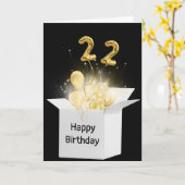 白いボックスに22誕生日のバルーン カード (黄色い花)