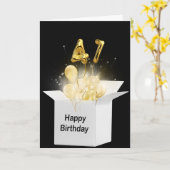 白いボックスに41誕生日のバルーン カード (黄色い花)