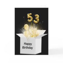白いボックスに53誕生日のバルーンを表示