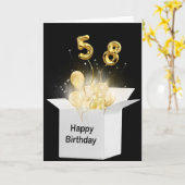 白いボックスに58誕生日のバルーン カード (黄色い花)