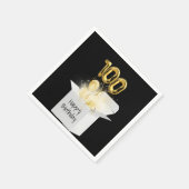 白いボックスの100誕生日金ゴールドバルーン スタンダードカクテルナプキン (角)