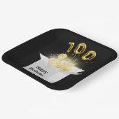 白いボックスの100金ゴールド誕生日バルーン ペーパープレート (傾斜あり)