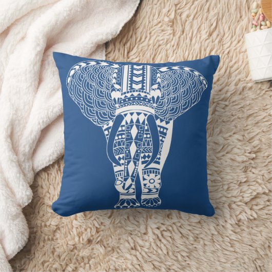 白いボヘミアの種族象 クッション (ブランケット)