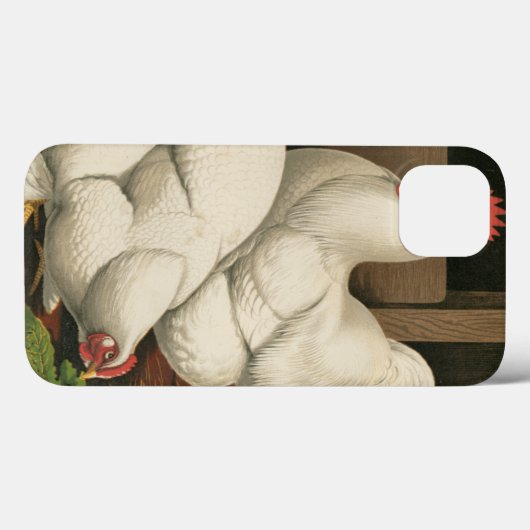 白いボーダーが付いている鶏小屋の外のオンドリ及び雌鶏 Case-Mate iPhoneケース (裏面 (横))