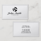 白いボーダーモノグラムの会計係の名刺 名刺 (正面/裏面)