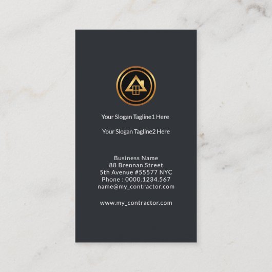 白いボーダー木造家屋のRebarsの緑の木のブロック 名刺 (裏面)