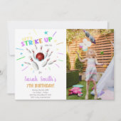 白いボーリング誕生日招待状と写真 招待状 (正面)