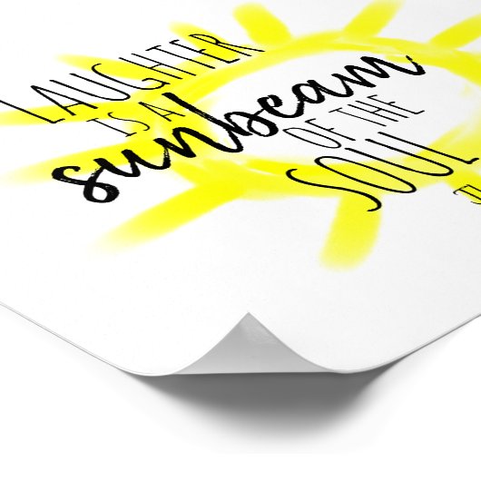 白いポスお洒落ターに笑い引用文黄色 ポスター (角)