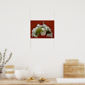 白いポットぶら下がったのペチュニア ポスター (キッチン)