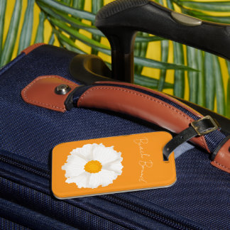 白いポピー花の黄色 ラゲッジタグ