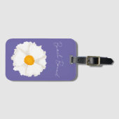 白いポピー花 紫 ラゲッジタグ (正面横)