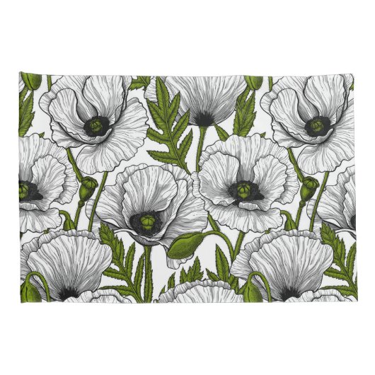 白いポピー 枕カバー (裏面-右)