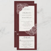 白いポピー 赤い花の結婚式招待状 RSVP 招待状 (正面/裏面)