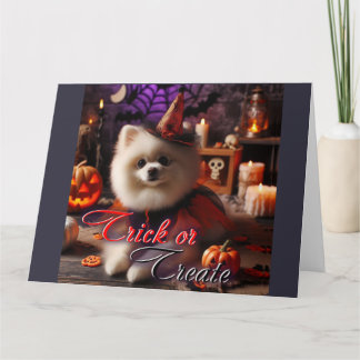 白いポメラニアンのプリントが入ったカード カード