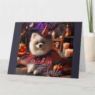 白いポメラニアンのプリントのカード カード