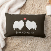 白いポメラニアンの結婚式の犬とテキスト ランバークッション (ブランケット)
