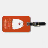 白いポメラニア犬おもしろいとカスタマイズ可能な文字 ラゲッジタグ (正面横)