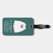 白いポメラニア犬おもしろいとカスタマイズ可能な文字 ラゲッジタグ (裏面横)