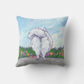 白いポメラニア犬のギフト及び付属品 クッション (裏面)