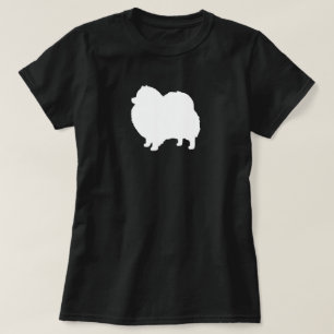白いポメラニア犬のシルエット Tシャツ