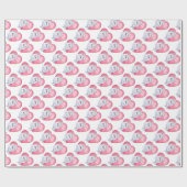 白いポメラニア犬のバレンタインデー ラッピングペーパー (フラット)