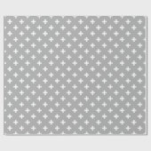 白いポルカが灰色に交差 ラッピングペーパー (フラット)