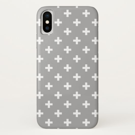 白いポルカが灰色に交差 Case-Mate iPhoneケース (裏面)